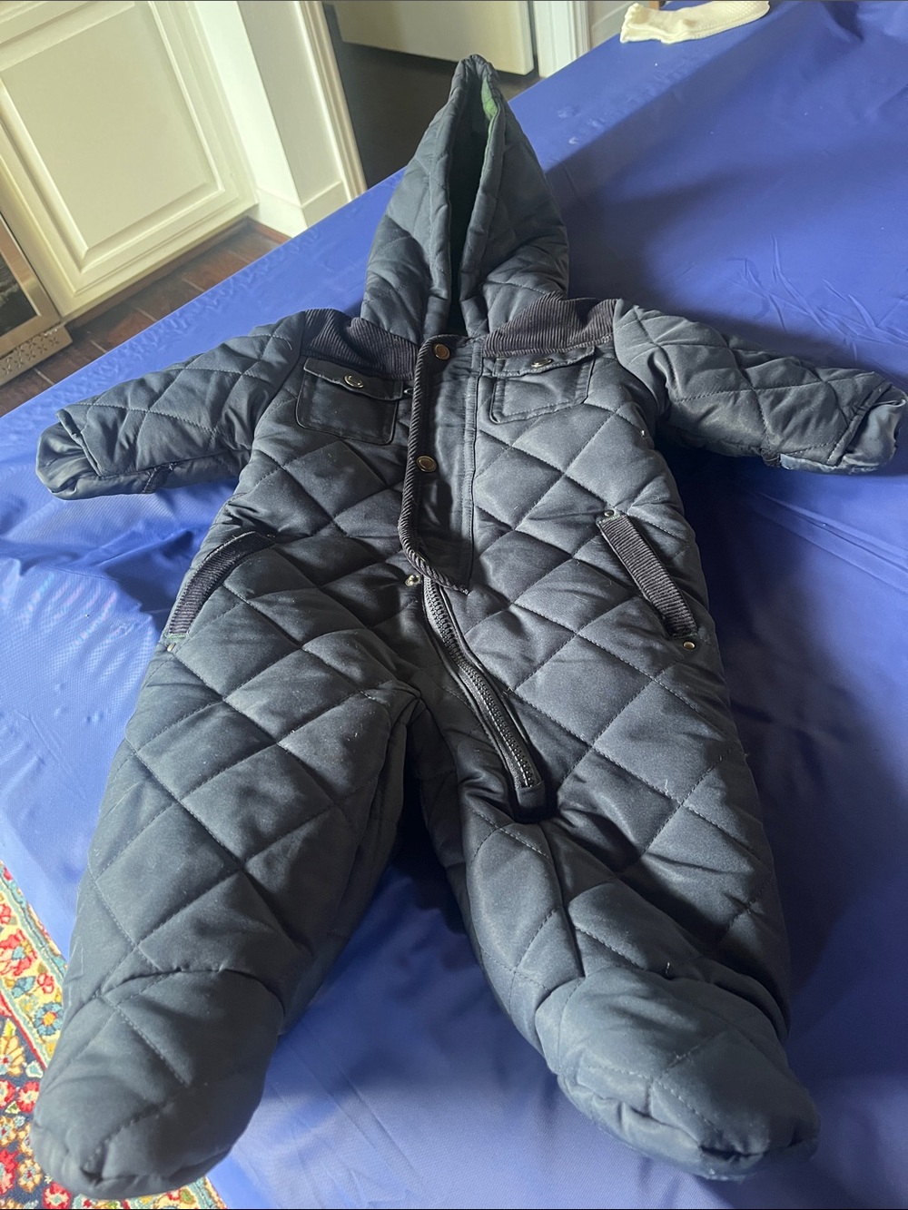 Rothschild Quilted Navy Infant Hooded Snowsuit